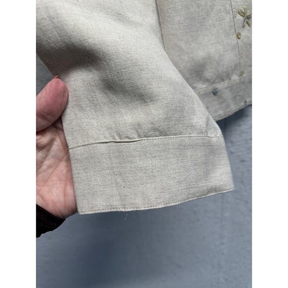 Vintage Linen Lightweight Blazer JH Collections Beads Sequins XL - Picture 4 of 9